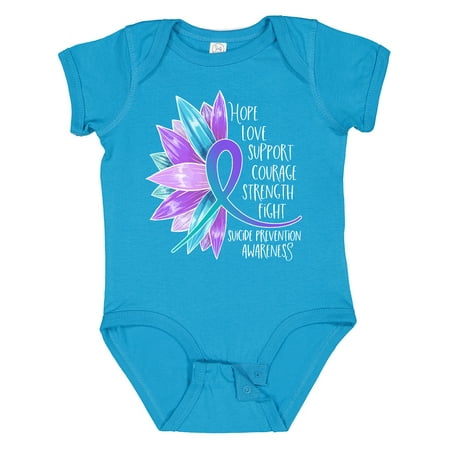 

Inktastic Suicide Prevention Awareness Purple Teal Sunflower Ribbon Gift Baby Boy or Baby Girl Bodysuit