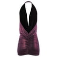 thumbnail image 3 of A2Y Women's Deep Sexy V-Neck Halter Backless Party Club Mini Dress Foil Magenta XL, 3 of 3