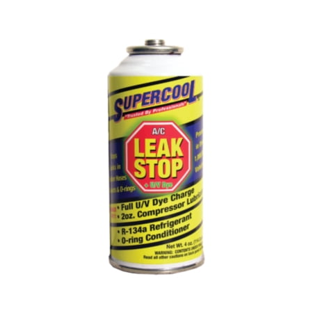 Supercool R-134a Leak Stop, Aerosol - Stops small leaks in R-134a AC system rubber hoses, O-rings and seals, 4 oz aerosol can, sold by