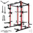 thumbnail image 1 of Eonfit E3 Smith Machine with 3D Rotating Arm for Home Gym Equipment, Multi-Function Power Cage Squat Rack with Cable Crossover LAT Pulldown Pulley System All in One (E3 RED PRO), 1 of 13