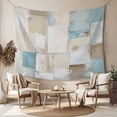 thumbnail image 2 of Blue Beige Tapestry for Bedroom Wall Hanging Tapestry, Modern Abstract Color Blocks Ceiling Backdrop Tapestries Poster Blanket Wall Decor for Teens Room Living Room Dorm 59" x 90", 2 of 8