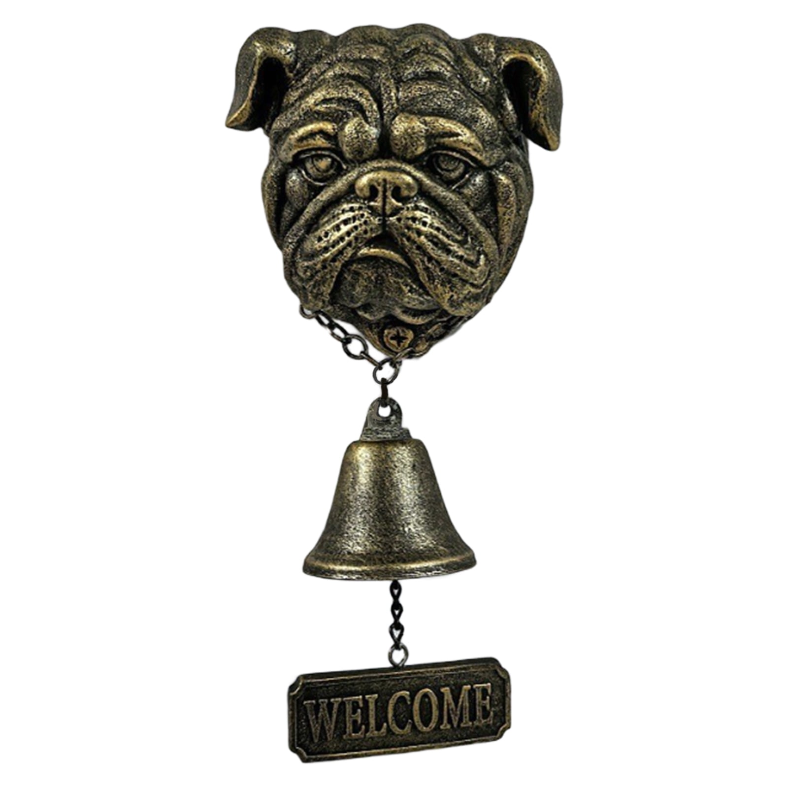 Vintage Bronze Dog Head Shape Resins Welcome Doorbell Outdoor Wall Decoration For Dog Lover Home Entrance Decors