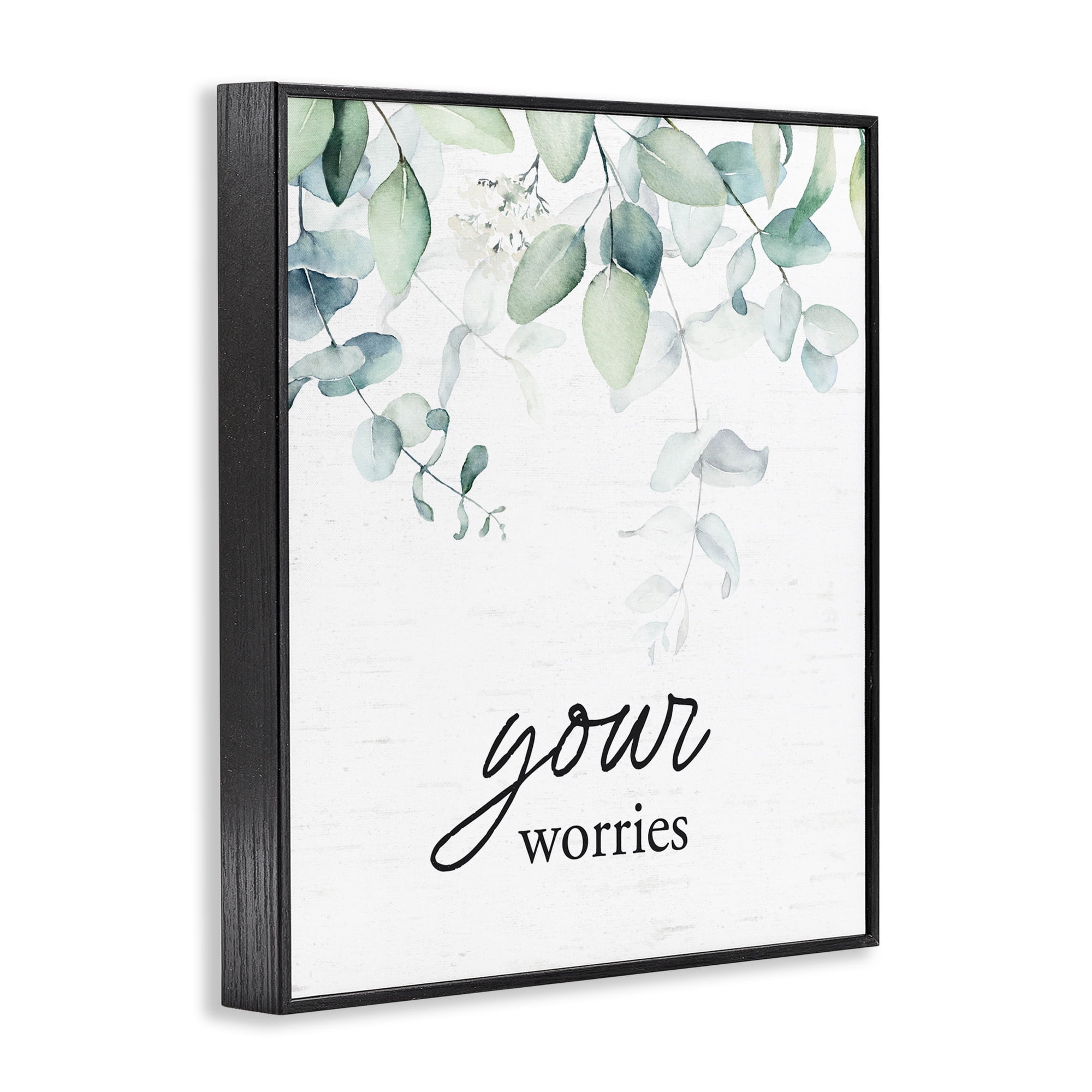 Your Worries Eucalyptus Black Framed Giclee Art, design by Lettered and Lined