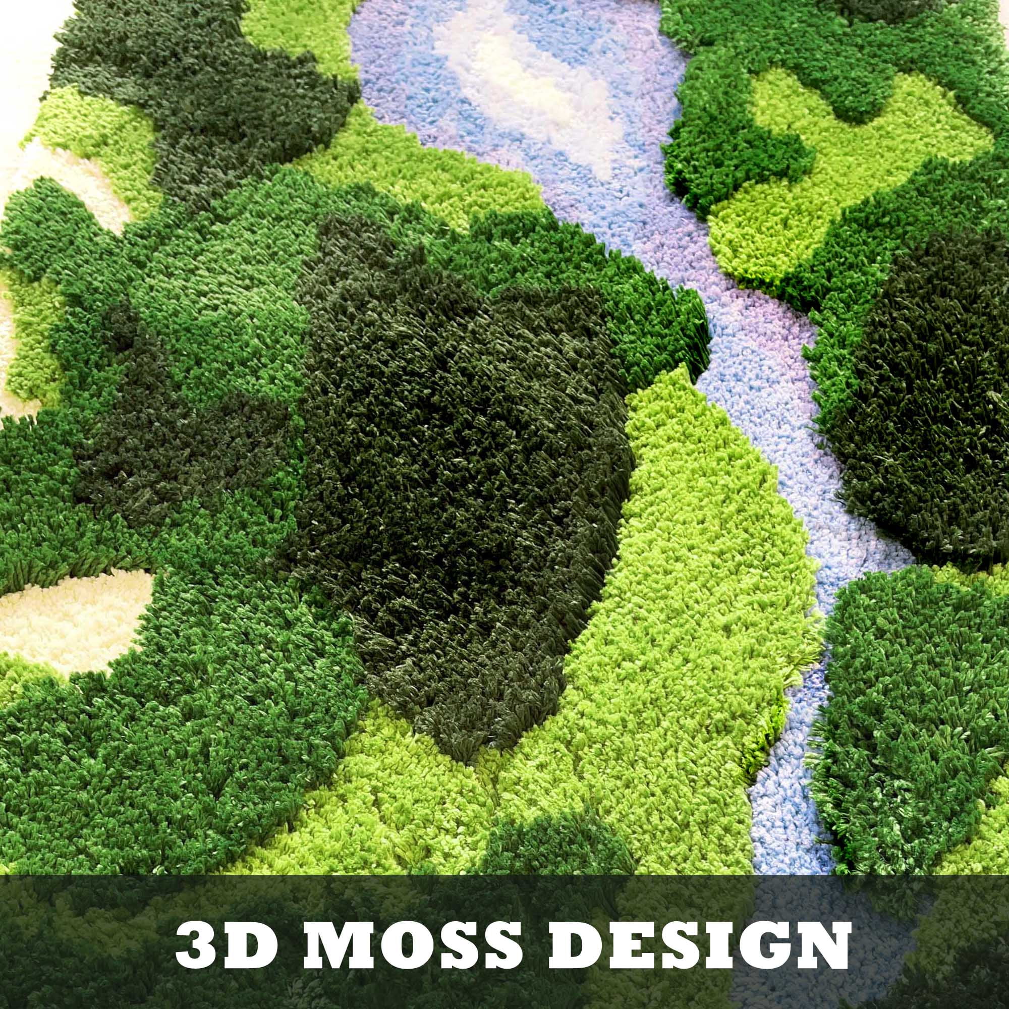 20"×35" Moss rug Cute Green Moss Bathroom Rug Boho Aesthetic Leaf Leaves Bath Mat Shaggy Non Slip Absorbent Shower Mat Decor