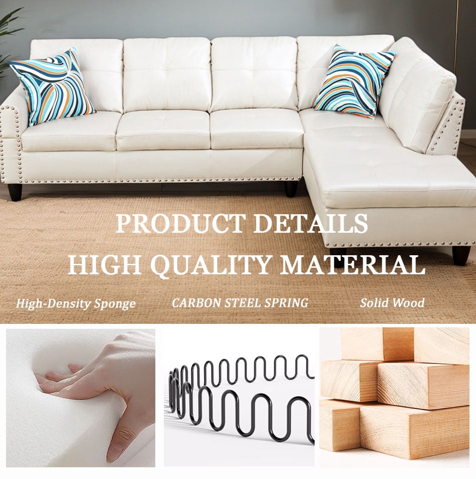 4-seater L-shaped sofawith 90° Swivel Cup Holders, apartment, living room, and office sofa(Includes 2 Pillows)