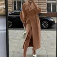 thumbnail image 2 of Aayomet Women's Long Trench Coat Double- Slim Overcoat Classic Lapel Windproof Coat,Brown XXL, 2 of 5