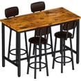 thumbnail image 2 of MIERES  Bar Table Set for 4 Kitchen Table and Chairs Set, Industrial Dinner Table with 4 PU Upholstered Stools Kitchen Pub Table for Kitchen, Space Saving, Restaurant (Rustic Brown and Black), 2 of 7