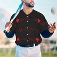 thumbnail image 6 of Balery Cardiogram and Heart Baseball Jersey for Men Casual Button Down Shirts Short Sleeve Active Team Sports Uniform-Medium, 6 of 9