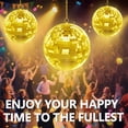 thumbnail image 6 of 20 Inch Large Mirror Disco Ball, Hanging Party Decor with Glass Mirror Tiles for Wedding, Stage, Dance Floor & Holiday Decoration, Golden, 6 of 10