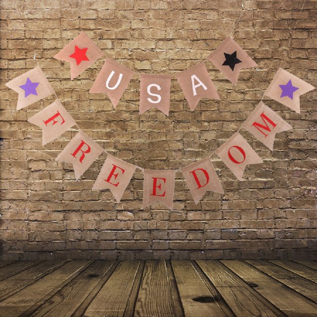Estados Libertad Arpillera Empavesado Decoración Día Independencia BLESIY Empate de arpillera de la libertad de Estados Unidos