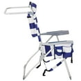 thumbnail image 2 of Tcbosik Beach Chair for Adults, Heavy Duty Portable Folding Chair with Headrest and 5-Position Adjustable Backrest, Lightweight Camping Chair with Side Pocket, Towel Bar & Cooler Pouch, Blue Stripes, 2 of 10