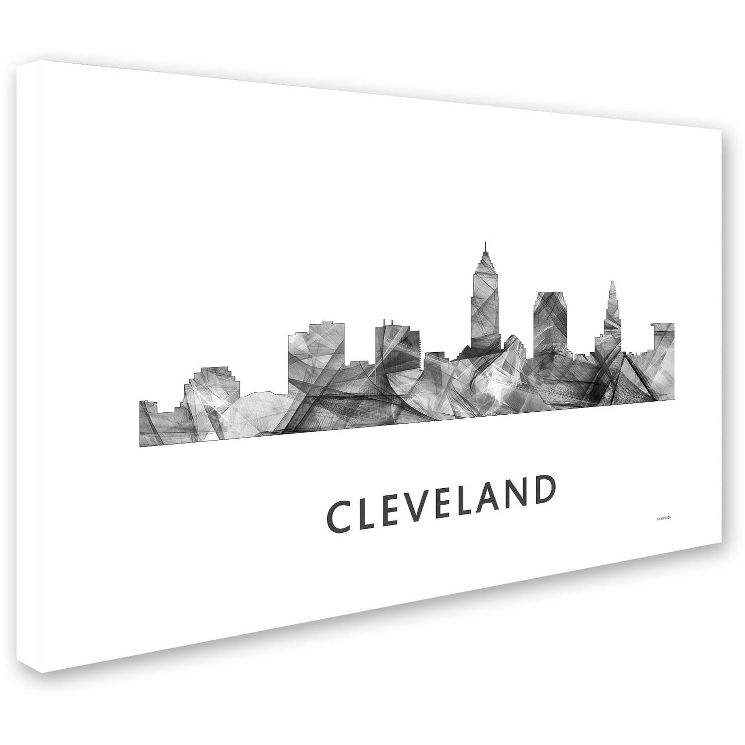 Trademark Fine Art 'Cleveland Ohio Skyline WB-BW' Canvas Art by Marlene Watson