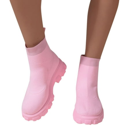 

Oyedens Slip on Sock Ankle Boots for Women Fashion Casual Knit Platform Chelsea Ankle Booties