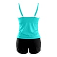 thumbnail image 3 of XIAOCHA Two Piece Swimsuit For Women Wrap V Neck Tankini Top High Waisted Swim Shorts Bathing Suit Set Quick Dry Modest Beach Pool Vacation Swimming Swimwear Set, 3 of 4