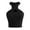 Black, variant on Womens Halter Top Cross Cutout Off Shoulder Cropped Knit Sleeveless Tops Size One Size