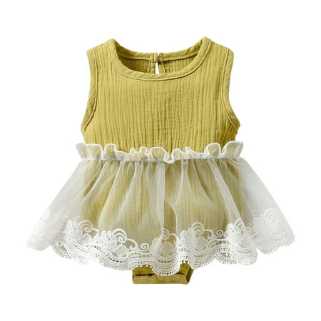 

Girls Sleeveless Pullover Romper Tulle Bodysuits Clothes 311 Baby Clothes