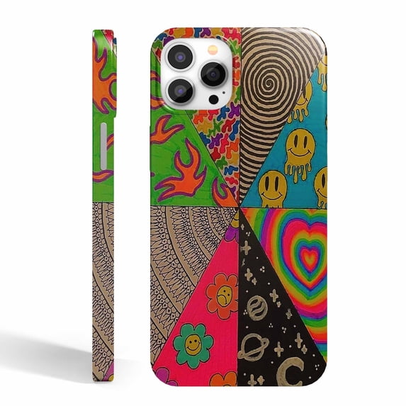 Tobelint Case for iphone 12 Pro Max,Hippie Indie Pattern Case with Side Print,Slim Bumper Full Cover