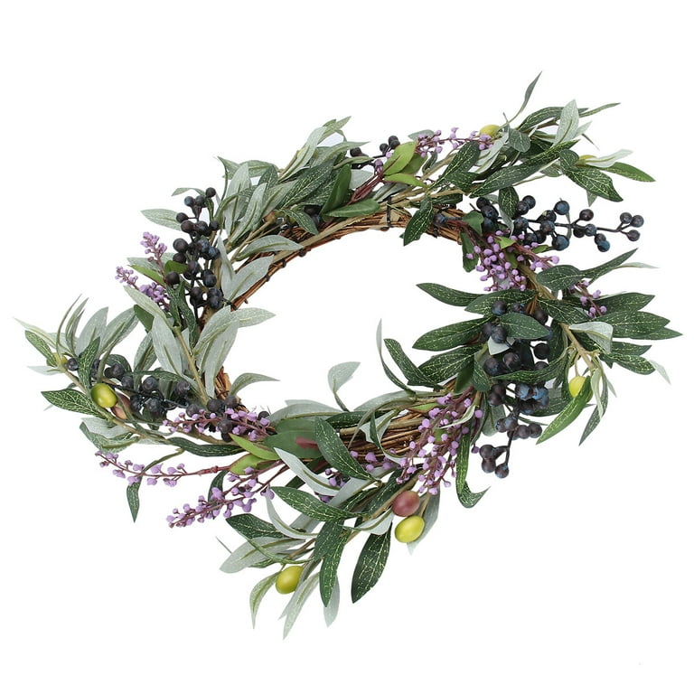 Christmas Olive Leaf Wreath Artificial Berry Wreath Imitation Peace Olive  Branch Garland for Home Party Dark Green 