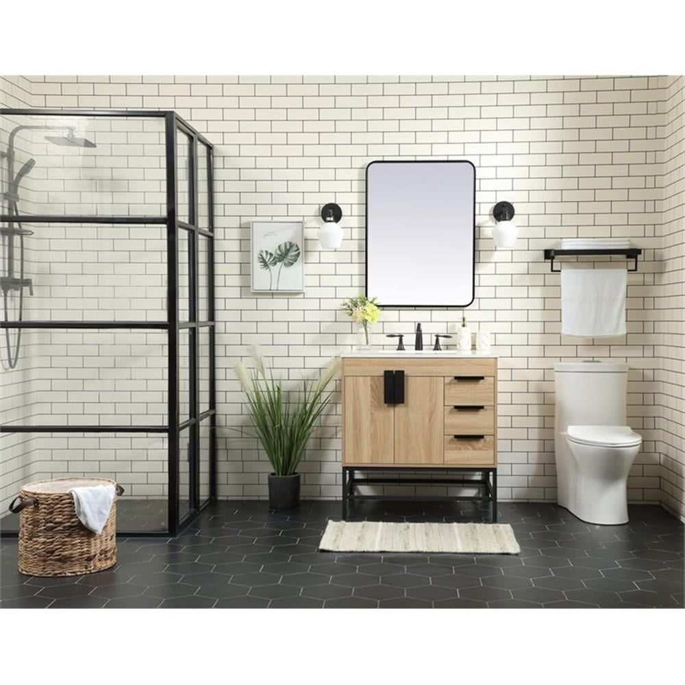 Elegant Decor Eugene 32" Aluminum MDF Single Bathroom Vanity in Mango Wood
