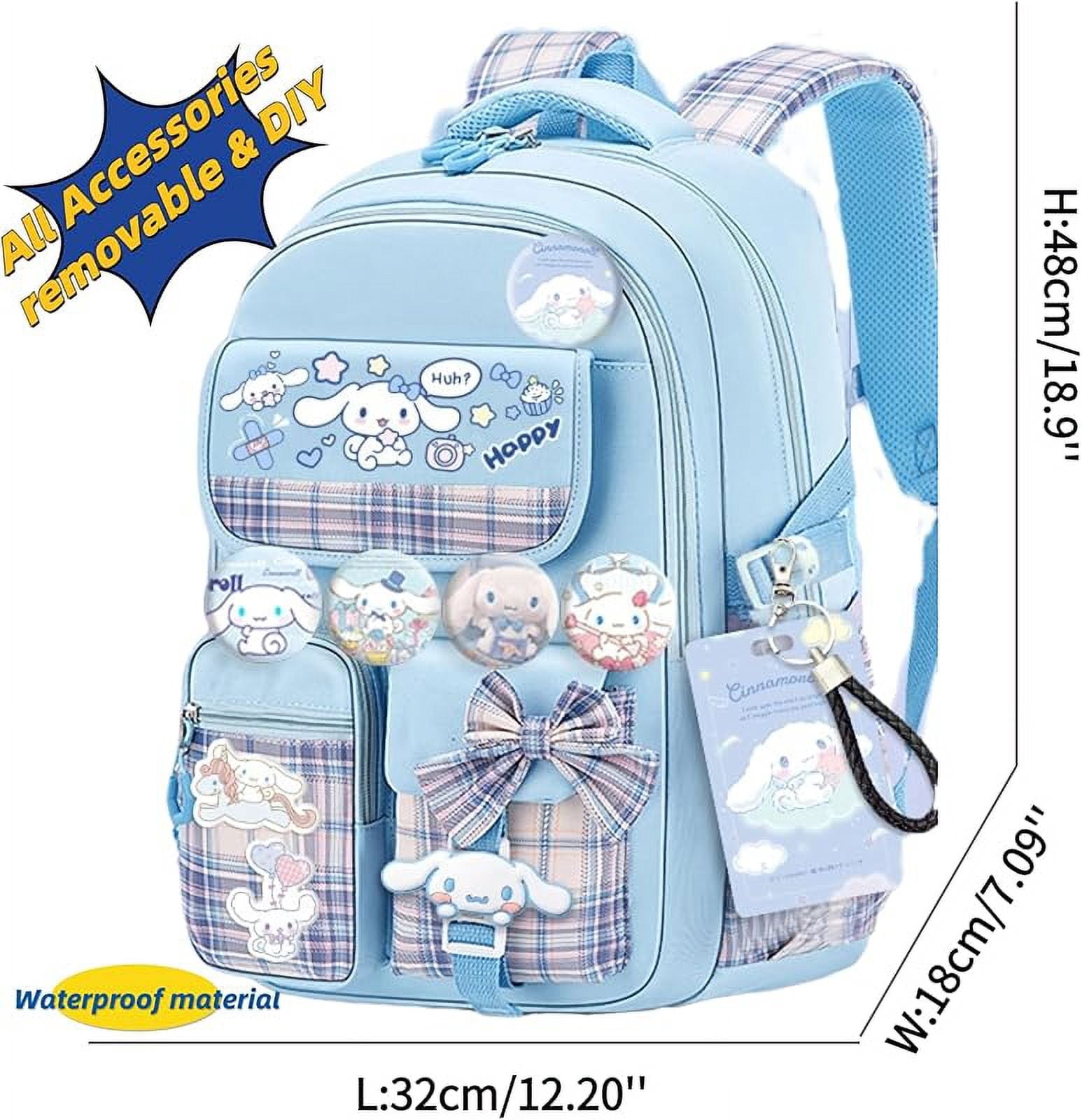 YAHAFEPYKawaii backpack with 18PCs accessories anime cartoon anti-theft travel aesthetic new semester gifts bag with cute pins…
