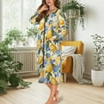 thumbnail image 3 of Xoenoiee Lemon Flower Print Robes for Women Long Zipper Bathrobes Lightweight House Coat Soft Sleepwear with Pockets Crew Neck Loungewear, 2XL, 3 of 7
