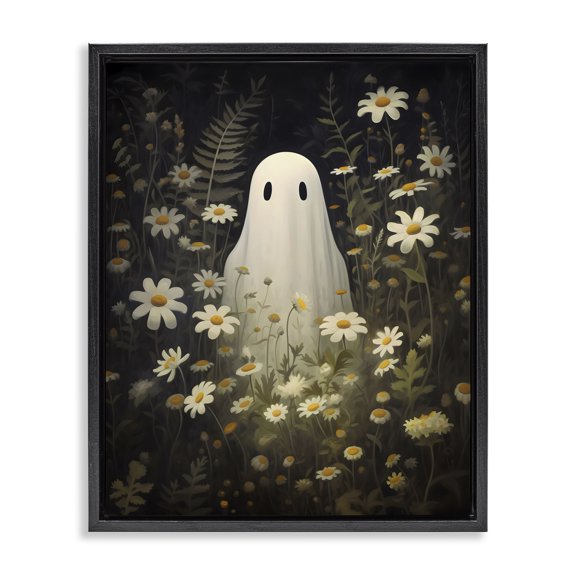Stupell Industries Eclectic Daisy Field Ghost Black Floating Frame Canvas Art, 17 x 21, by LSR Design Studio