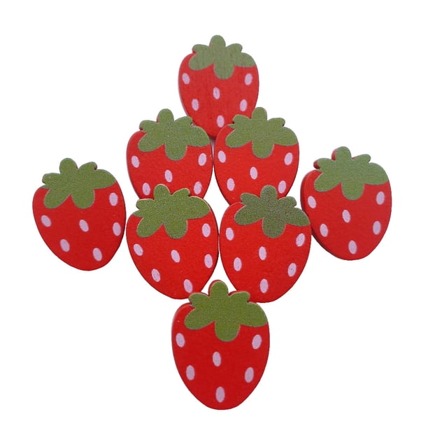 Sonducket 50 Uds. De botones de fresa, sujetador de costura artesanal decorativo, botón DIY para niños para ropa, costura rosa Accesorios de disfraces Rojo