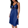 thumbnail image 3 of Nightgowns for Women Zaewscy Women's Home-use Summer Lightweight Lace-embroidered V-neck Short Nightgown Navy Free Size, 3 of 6