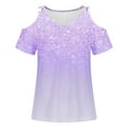 thumbnail image 2 of DPTALR Chemise à Épaules Dénudées à Manches Courtes à Col Rond Imprimée Décontractée et à la Mode pour Femmes, 2 of 3
