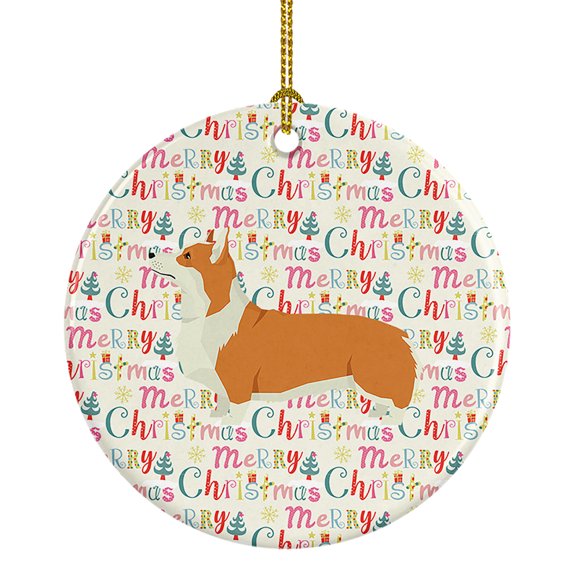 Pembroke Corgi Merry Christmas Ceramic Ornament 2.8 in x 2.8 in