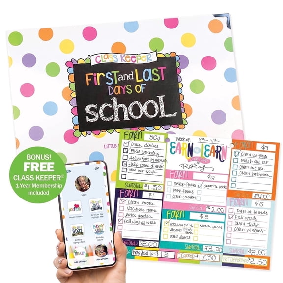 Class Keeper® Kids Keepsake Organizer with App Membership and Earn & Learn® Chore Chart Pad