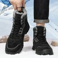 thumbnail image 6 of Men's Snow Boots Winter Warm Fur Lining Casual Fashion Comfort Outdoor Walking Hiking TPR Non-Slip Sole Lace Up Boots Black 7.5 US, 6 of 7