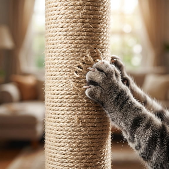 White Sisal Cat Scratching Post for Cages and Cat Trees, Natural White Sisal Rope Climbing Structure, Durable Scratch Post for Claw Care and Furniture Protection