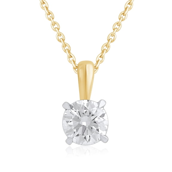 DewberryDiamonds 1/2 Ct Ct Round Cut 14K Yellow Gold IGI Certified Lab Grown Diamond Classic 4 Claw Solitaire Pendant Necklace for Women | 18 Inch 14kt Gold Cable Chain