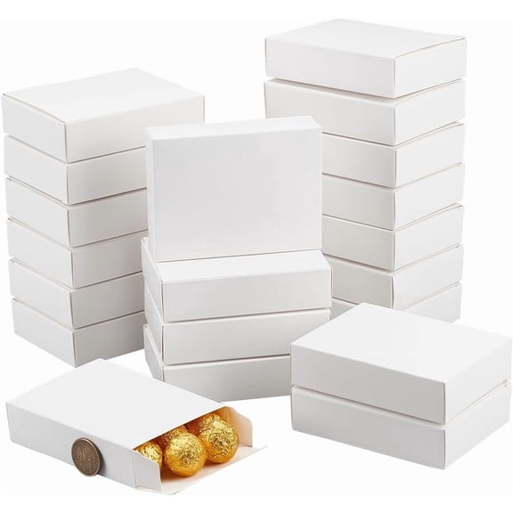 50 Pcs Folding Cardboard Paper Boxes White Treat Boxes DIY Gift Packaging Boxes