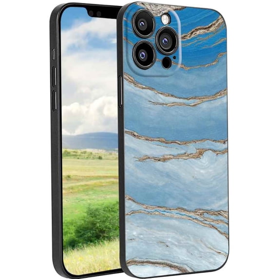 Compatible with iPhone 13 Pro Phone Case, Blue Marble 44 Case Men Women, Flexible Silicone Shockproof Case for iPhone 13 Pro