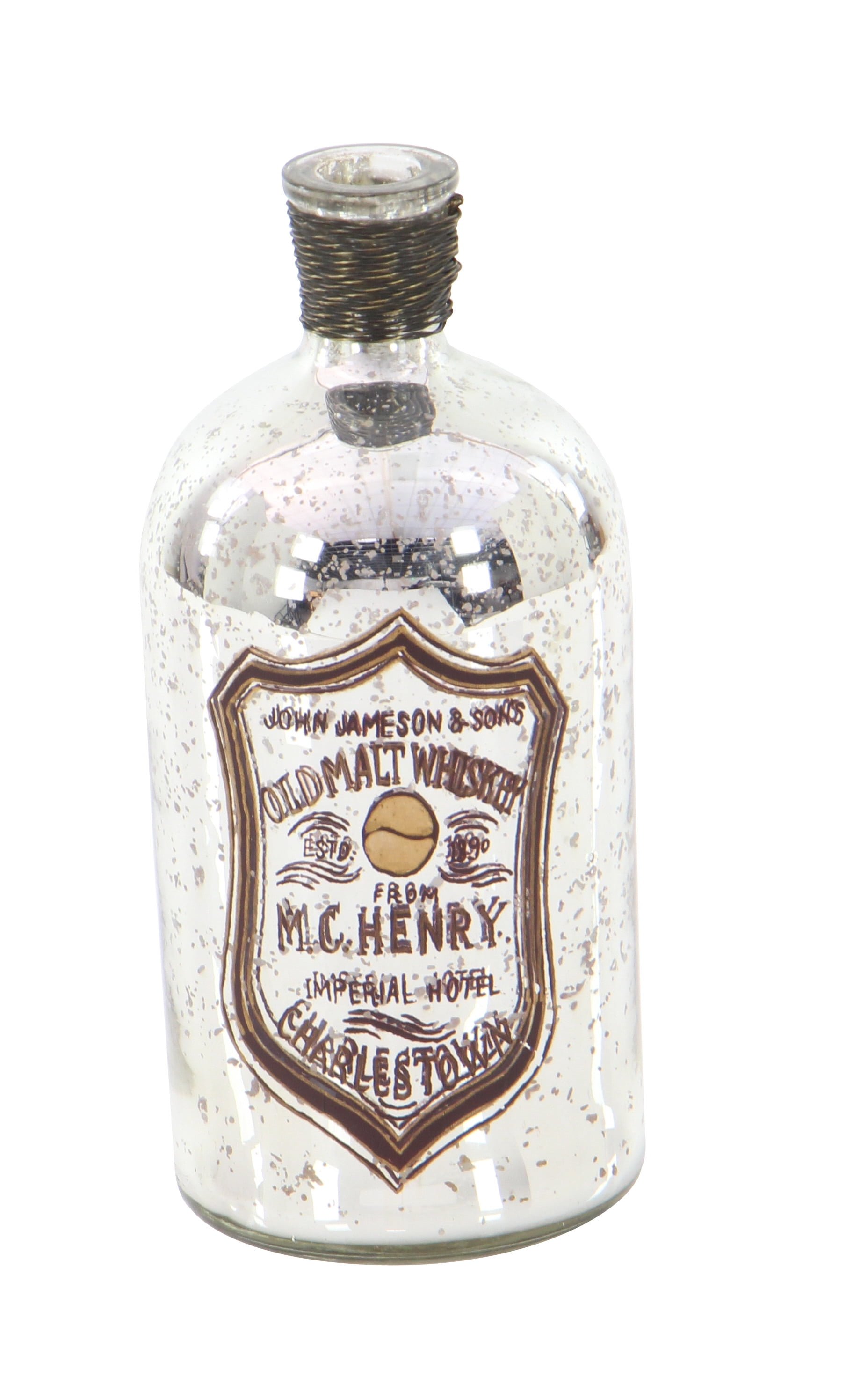 DecMode Traditional 9 x 4 inch painted iron and glass bottle
