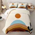 thumbnail image 2 of Castle Fairy Abstract Curved Hill Bed Spread Queen 3pcs,Mid Century Plant Outline Queen Coverlet Set,Orange Teal Cream,1 Quilt and 2 Pillowcases, 2 of 7
