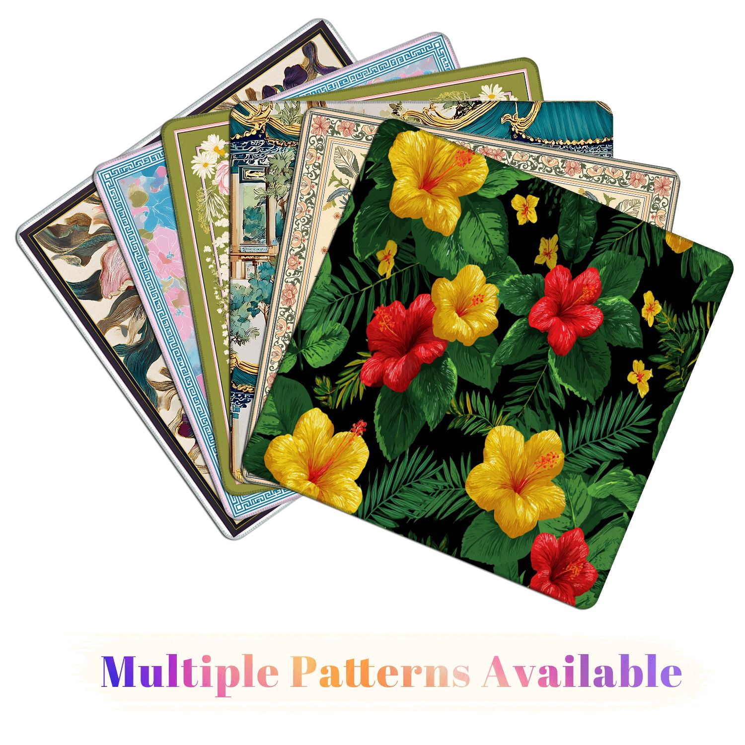 Mahjong Mat 31.5" x 31.5" Seamless tropical flower plant leaf retro Non-Slip Noise Reduction American Mahjong Tiles Table Cover for Dominoes Poker Card Board Games Gift