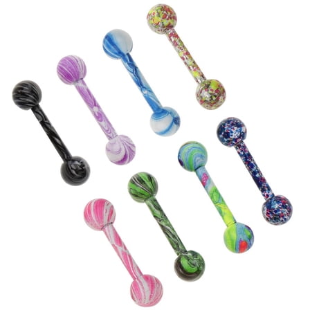 EHJRE 8pcs Colorful Ball Navel Belly 16G Bar Barbell Body Jewelry Piercing