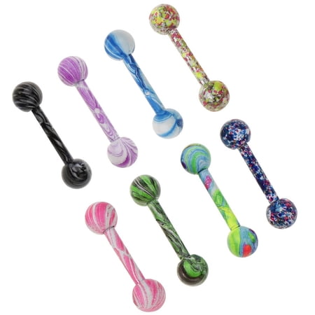 8pcs Colorful Ball Navel Belly 16G Bar Barbell Body Jewelry Piercing