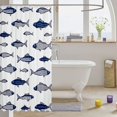 thumbnail image 3 of Manfei Cartoon Sardine Shower Curtain 72Wx78L, Rustic Fish Bath Curtain, Navy White, 3 of 5