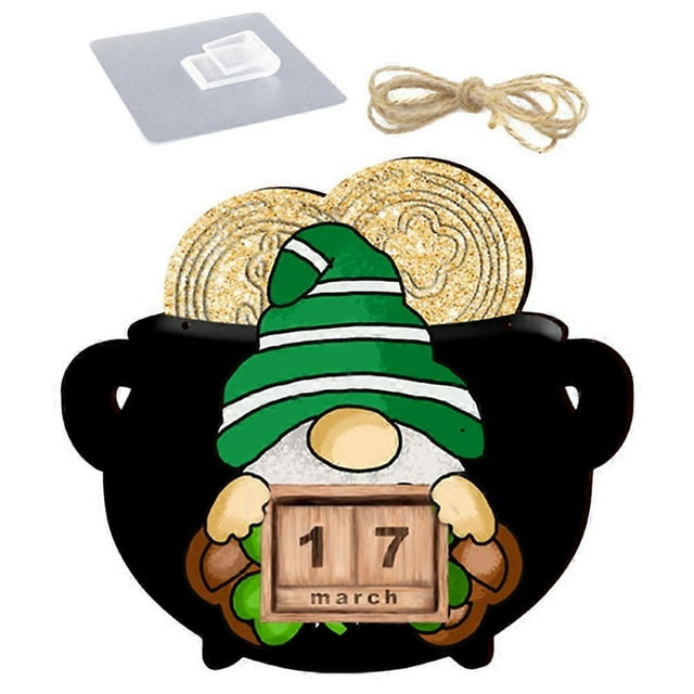 St Patrick's Day Wood Sign for Decor with Sticky Hook and Lanyard Multi Wood 12.5 x 9.5 inches