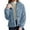 Blue, variant on Double Faced Stand Collar Reversible Short Coat Winter Warm Soft Outerwear Casual Trench Style Jacket for Women