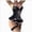 Black, variant on Mesh Corset Ruffle Lace Up Underwire Sheer Garter Belt Babydoll Lingerie Set With Thong 3 Piece Women (White,XL)