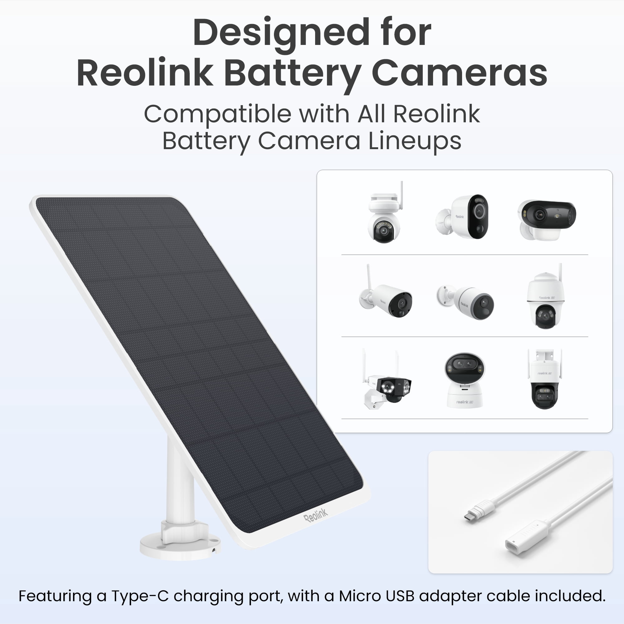 Reolink 12W Solar Panel 3 for Battery-Powered Security Camera, Dual-Lens IP Cameras, Home Hub System