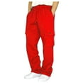 thumbnail image 2 of Cargo Sweatpants for Men Drawstring Baggy Sweatpants Plus Size Athletic Jogger Workout Pants with Pockets Red 5XL, 2 of 5