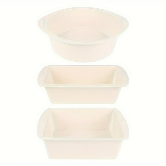 3pcs Nonstick Silicone Baking Set – Round & Square Cake Pans   Loaf Pan. Easy to Clean, Perfect for Cakes, Bread & Holiday Baking (Christmas, Easter, Halloween).