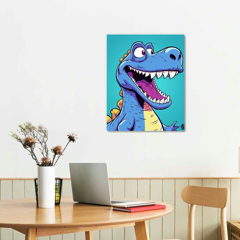 Nawypu  Watercolor Dinosaur Wall Art Print- Inspirational Quote Animal Canvas Print -Woodland Poster for Playroom or Nursery Boy Room Decor
