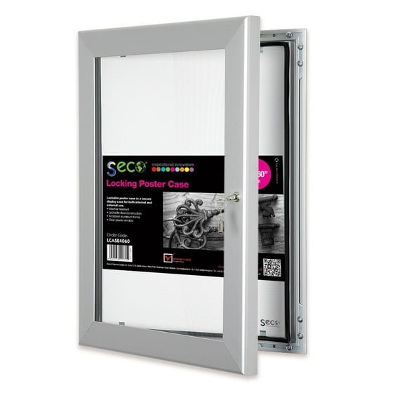 SECO Lockable Indoor/Outdoor Poster Frame Case, Silver, 40 x 60"